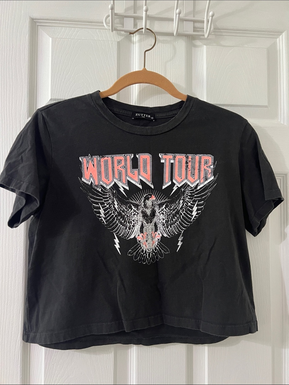 Zutter Black "World Tour" Graphic Crop Top